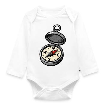 kompass - Baby Bio-Langarm-Body - Weiß - Vorne