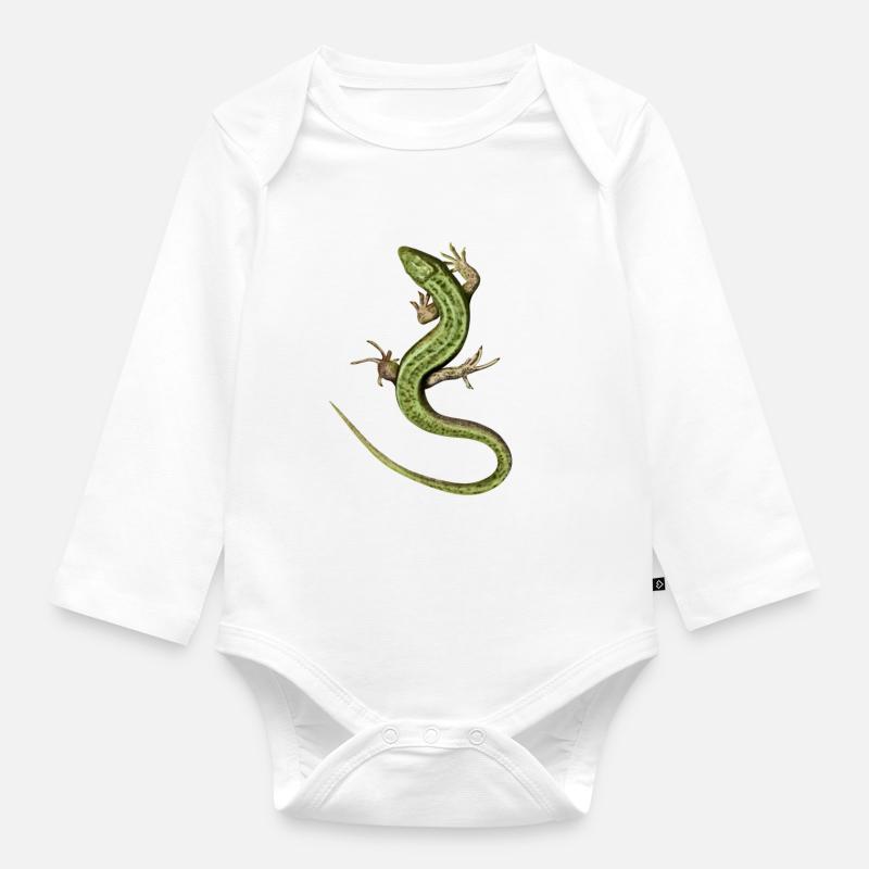 Eidechse - Baby Bio-Langarm-Body - Weiß