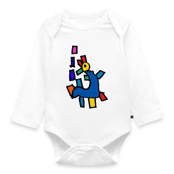 dino - Organic Longsleeve Baby Bodysuit - white - Front