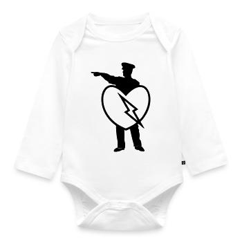 Police Heart Polizei Polizist Liebe Herz Geschenk - Baby Bio-Langarm-Body - Weiß - Vorne