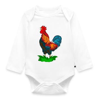 rooster - Organic Longsleeve Baby Bodysuit - white - Front