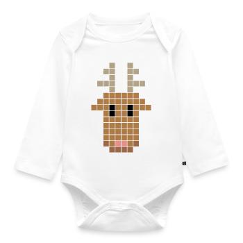 pixel reindeer - Organic Longsleeve Baby Bodysuit - white - Front