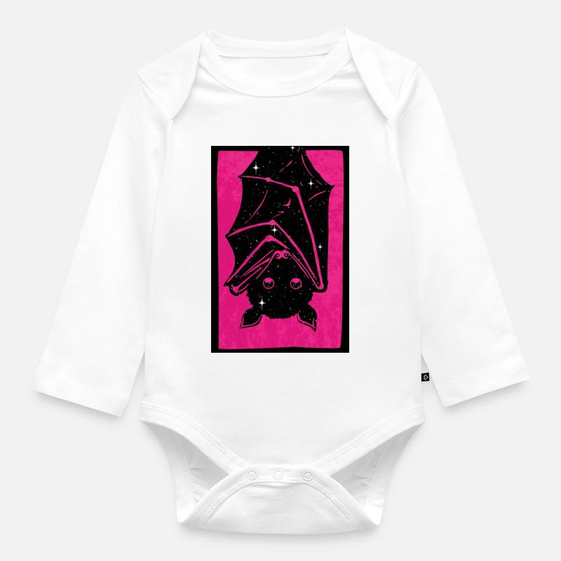 Spacebat - Organic Longsleeve Baby Bodysuit - white