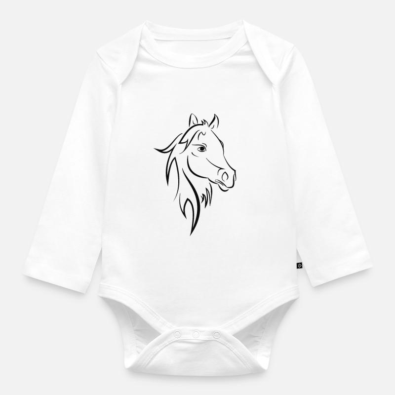 cheval - Body Bébé bio manches longues - blanc