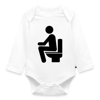 MAN ON TOILET - Organic Longsleeve Baby Bodysuit - white - Front