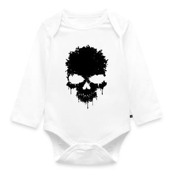 Skull Grunge - Organic Longsleeve Baby Bodysuit - white - Front