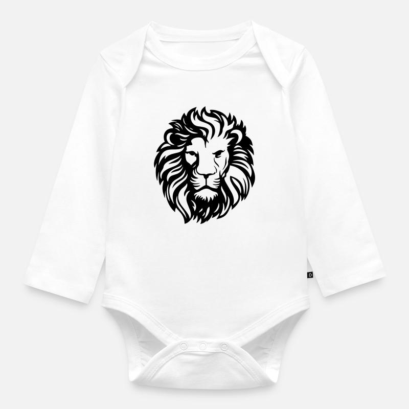 lion - Body Bébé bio manches longues - blanc