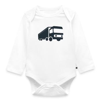 Truck LKW Illustration Logo - Organic Longsleeve Baby Bodysuit - white - Front