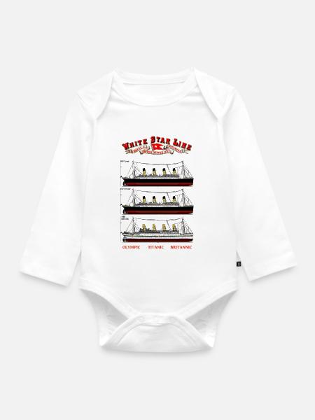 TITANIC BRITANIC Kreation Louis RUNEMBERG © Adagp - Baby Bio-Langarm-Body - Weiß