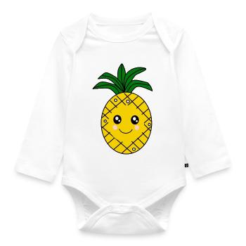 Ananas Kawaii Fruits Kawaii Fruits Kawaii - Body Bébé bio manches longues - blanc - Devant