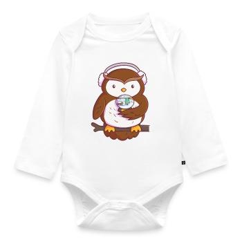 Weihnachtseule - Baby Bio-Langarm-Body - Weiß - Vorne
