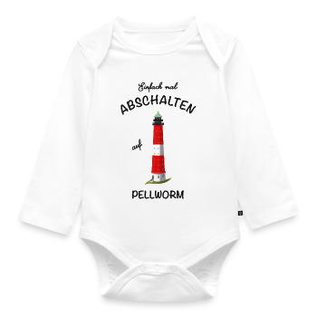 Kultiger Leuchtturm Insel Pellworm, abschalten - Baby Bio-Langarm-Body - Weiß - Vorne