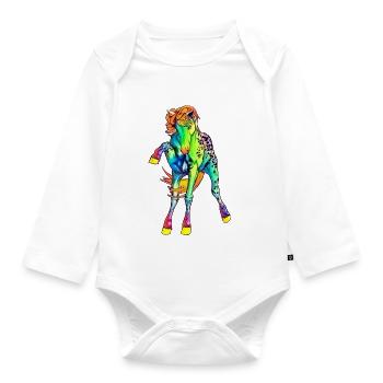 neon Pferd - Baby Bio-Langarm-Body - Weiß - Vorne