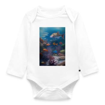 Fische, Aquarium - Baby Bio-Langarm-Body - Weiß - Vorne