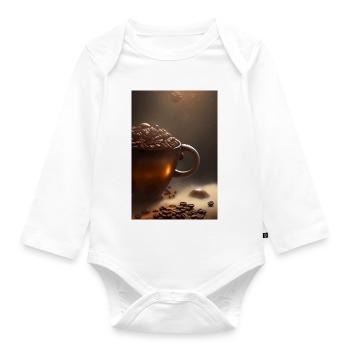 Coffee, coffee beans - Organic Longsleeve Baby Bodysuit - white - Front