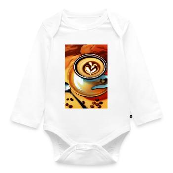 Coffee, coffee beans - Organic Longsleeve Baby Bodysuit - white - Front