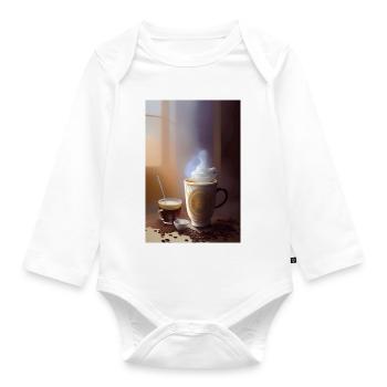 Coffee, coffee beans - Organic Longsleeve Baby Bodysuit - white - Front