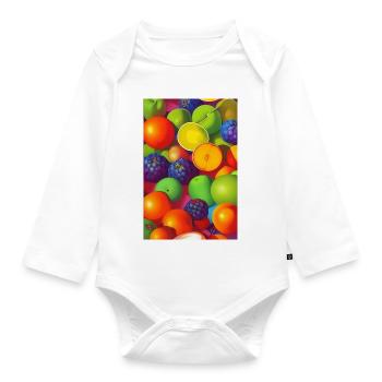 Früchte - Baby Bio-Langarm-Body - Weiß - Vorne