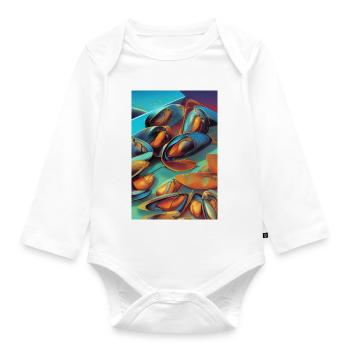 Mussels - Organic Longsleeve Baby Bodysuit - white - Front