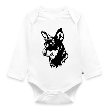 Lancashire Heeler Head - Organic Longsleeve Baby Bodysuit - white - Front