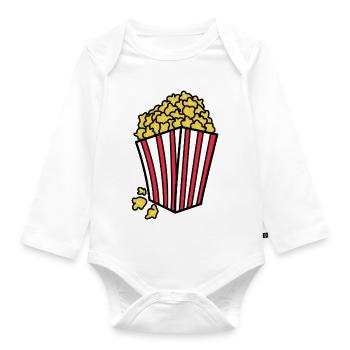 Movies Theater Film Schauen Popcorn Streaming - Baby Bio-Langarm-Body - Weiß - Vorne