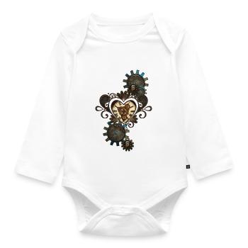 Das Herz des Steampunk - Baby Bio-Langarm-Body - Weiß - Vorne