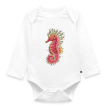 Sea horse - Organic Longsleeve Baby Bodysuit - white - Front