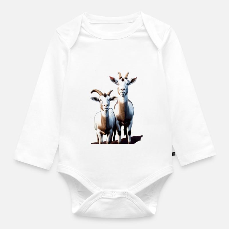CHÈVRES II - Body Bébé bio manches longues - blanc
