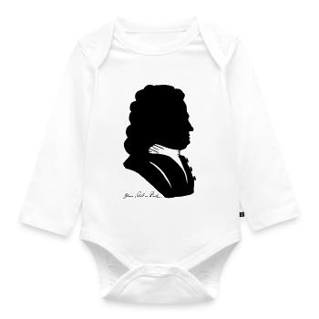 Johann Sebastian Bach Schattenriss + Unterschrift - Baby Bio-Langarm-Body - Weiß - Vorne