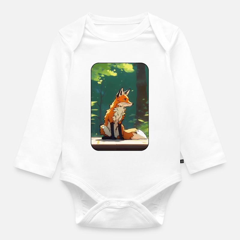 Fuchs im Wald - Baby Bio-Langarm-Body - Weiß