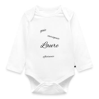 Prénom Laure - Body Bébé bio manches longues - blanc - Devant
