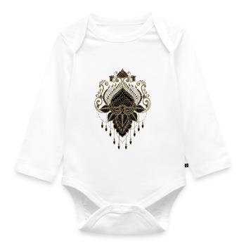 Eine wundervolle filigrane goldene Lotusblume. - Baby Bio-Langarm-Body - Weiß - Vorne