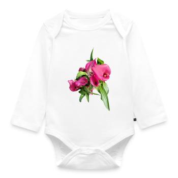 Pink Calla Bouquet Art - Organic Longsleeve Baby Bodysuit - white - Front