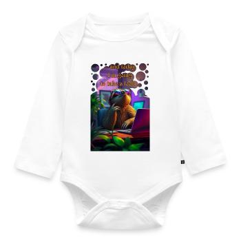 And today I risk a look sloth in the office - Organic Longsleeve Baby Bodysuit - white - Front