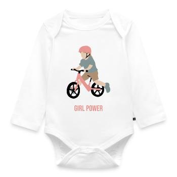 Little budding cyclist - Organic Longsleeve Baby Bodysuit - white - Front