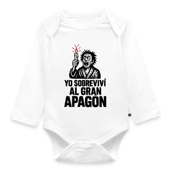 I survived the great blackout - Organic Longsleeve Baby Bodysuit - white - Front