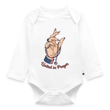 United in prayer - Organic Longsleeve Baby Bodysuit - white - Front