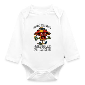 Shadow hero on the beach - Organic Longsleeve Baby Bodysuit - white - Front