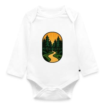 Flucht auf dem Waldweg - Baby Bio-Langarm-Body - Weiß - Vorne