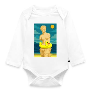 Die Venus (am Strand) - Baby Bio-Langarm-Body - Weiß - Vorne