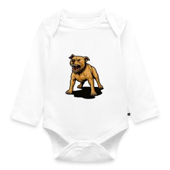 Pitbull – No leash, no mercy - Organic Longsleeve Baby Bodysuit - white - Front