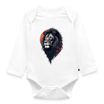 Strength and delicacy united, a black lion - Organic Longsleeve Baby Bodysuit - white - Front