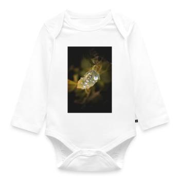 Blatt-Wassertropfen - Baby Bio-Langarm-Body - Weiß - Vorne