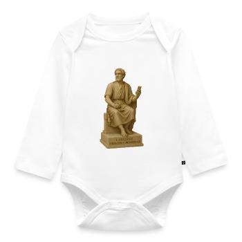 Antiker Philosophenstatue mit Smartphone - Baby Bio-Langarm-Body - Weiß - Vorne