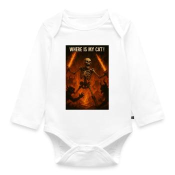 Where is my Cat! - Organic Longsleeve Baby Bodysuit - white - Front