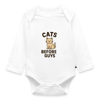 Cats Before Guys - Organic Longsleeve Baby Bodysuit - white - Front