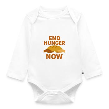 End Hunger Now Bread Icon - Organic Longsleeve Baby Bodysuit - white - Front