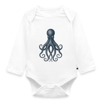 Contemporary Octopus Abstract Design - Organic Longsleeve Baby Bodysuit - white - Front