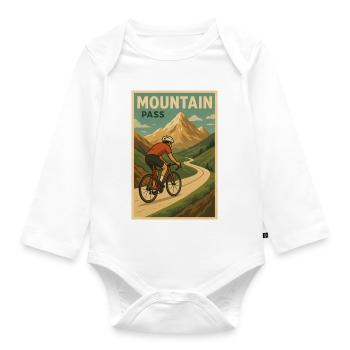 Bike Pass Mountain Pass - Organic Longsleeve Baby Bodysuit - white - Front
