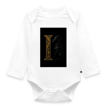 I – Magic ornament with winged horse - Organic Longsleeve Baby Bodysuit - white - Front